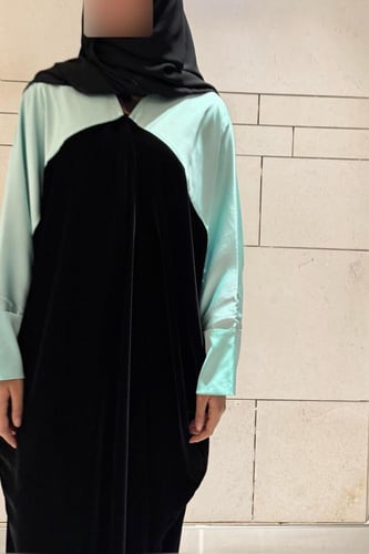 Bisht Black Velvet with Tiffany Silk