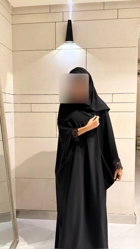 Bisht – Black Crepe with Beaded Sleeves