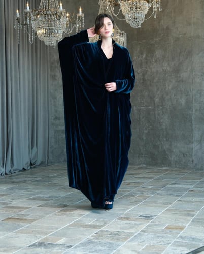 Half Bisht – French Midnight Turquoise Velvet