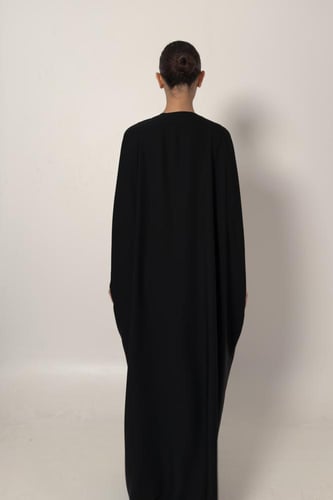 Half Bisht – Black with Long Embroidered Black Sle...