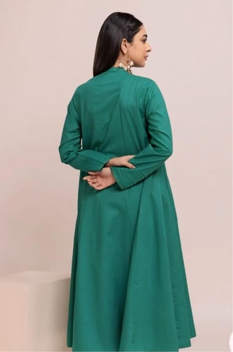 فستان قطن طبيعي مشغول