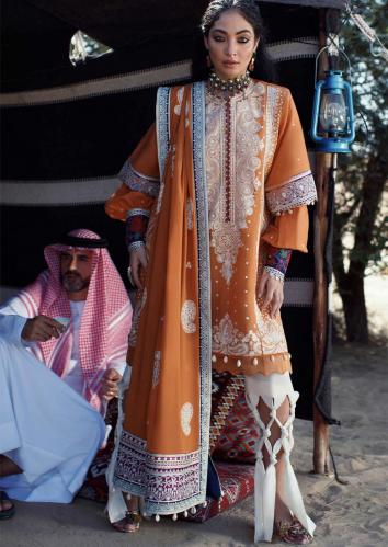 Orange Embroidered Suit ( 3 Pieces)
