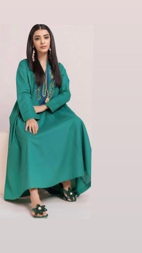 فستان قطن طبيعي مشغول