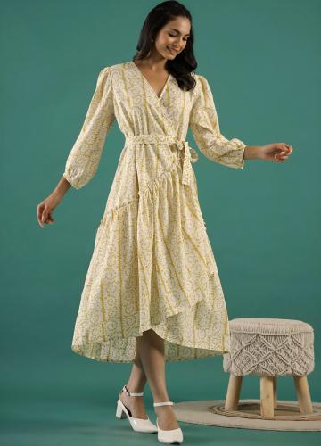 Printed Cotton wrap Dress