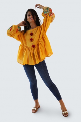 Embroidered Yellow Top