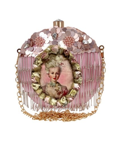 حقيبة يد وردية مشغولة يدوياً