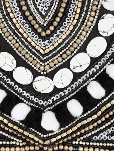 Hand Embroidered Black & White Clutch