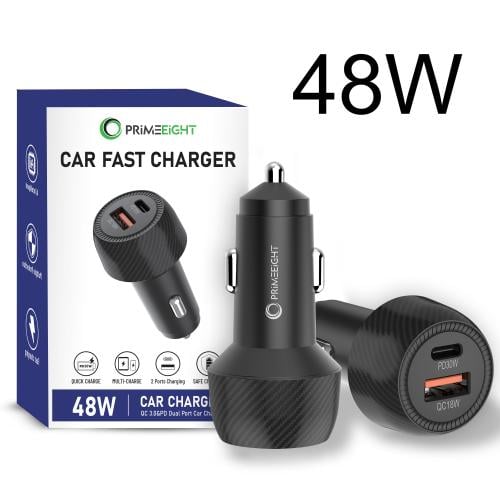 شاحن سيارة سريع بقدرة 48 وات منفذين تايب سي و يو ا...