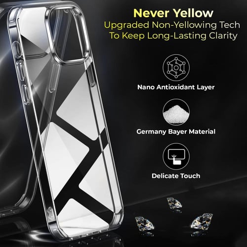 جراب كفر ايفون 15 شفاف كريستالي 6.1 انش