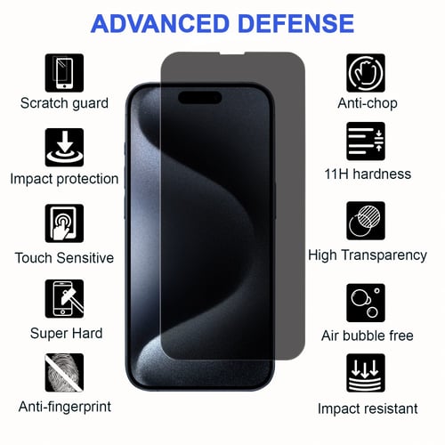 [2 قطع ] واقي حماية شاشة للخصوصية ايفون 15 / 15 بر...