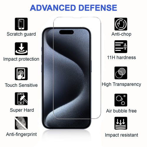 [3 قطع ] واقي حماية شاشة ايفون 15 برو ماكس 6.7 انش