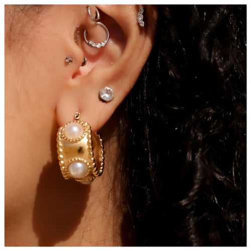 French pearl hoops