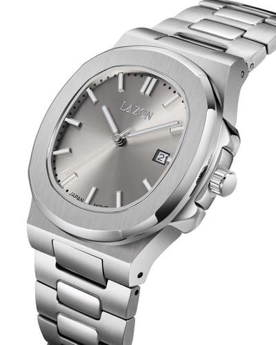 ساعة رجالية من الستيل بميناء رصاصي - Storm Grey