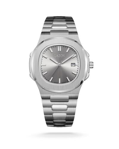 ساعة رجالية من الستيل بميناء رصاصي - Storm Grey