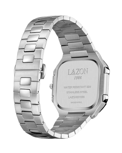 ساعة رجالية من الستيل بميناء رصاصي - Moonlight Gre...