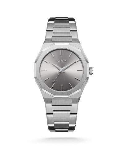 ساعة رجالية من الستيل بميناء رصاصي - Storm Grey