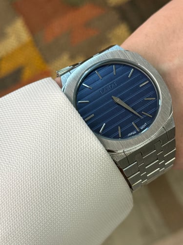 ساعة رجالية من الستيل بميناء كحلي - Deep Ocean