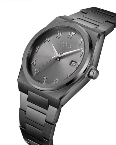 ساعة رجالية من الستيل بميناء رمادي - Grey