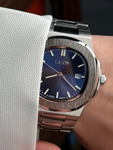 ساعة رجالية من الستيل بميناء كحلي - Midnight Blue