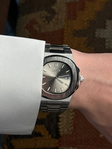 ساعة رجالية من الستيل بميناء رصاصي - Storm Grey