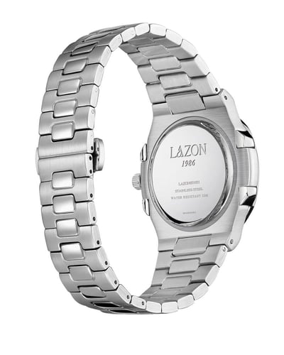 ساعة رجالية من الستيل بميناء فضي - Silver