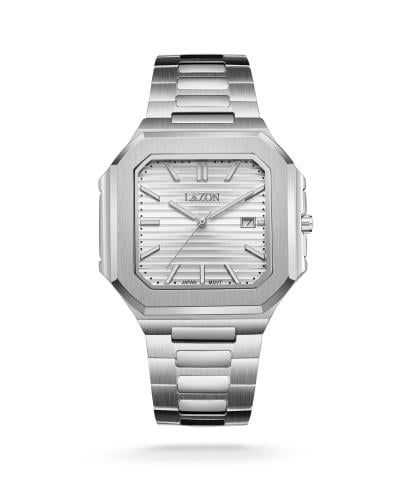 ساعة رجالية من الستيل بميناء فضي - Silver