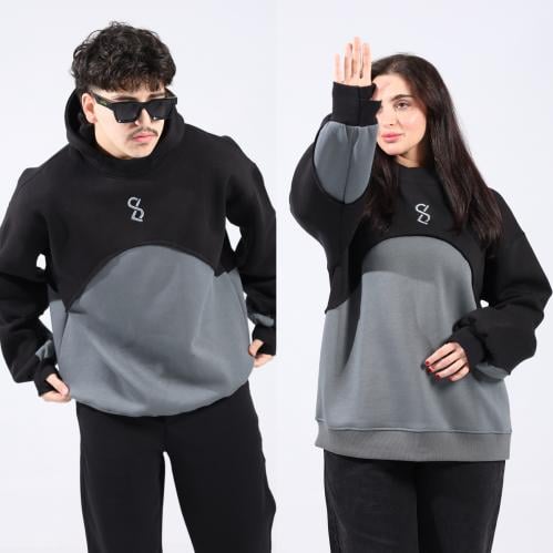 هودي أسود رصاصي