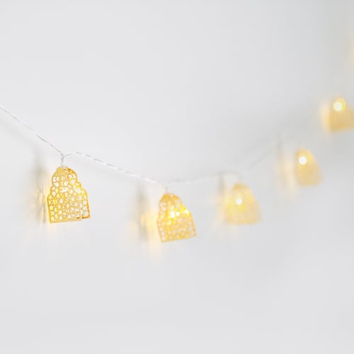 إضاءة زينة فانوس رمضان ذهبي
