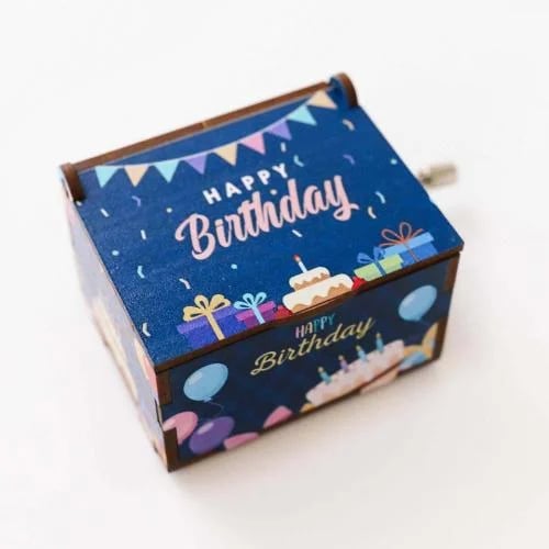 صندوق موسيقى أزرق Happy Birthday