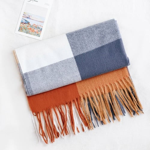 سكارف شتوي رمادي بني