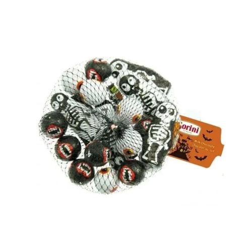 Chocolate in the shape of skeletons and eyes in a...