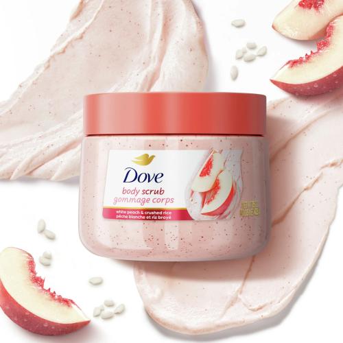 Dove body scrub with peach scent 15 ounces