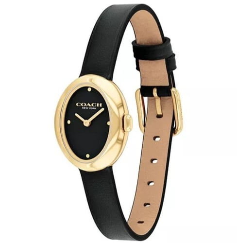 ساعة كوتش نسائية جلد اسود