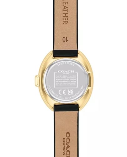 ساعة كوتش نسائية جلد اسود