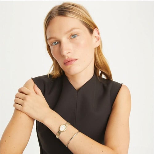 ساعة توري بورش اوفال فضي و ذهبي