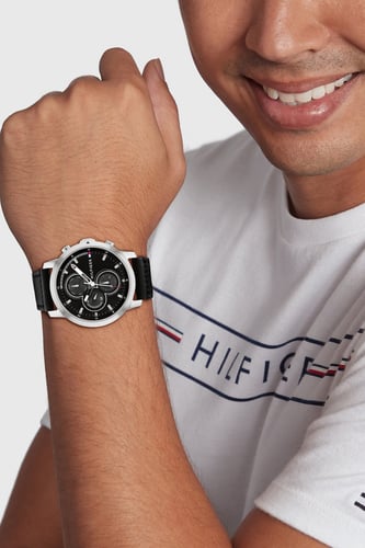 ساعة جيمسون الرجالية بقرص رمادي داكن، جلد أسود، 46...