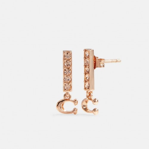 أقراط مرصعة بشريط ممهد روز قولد