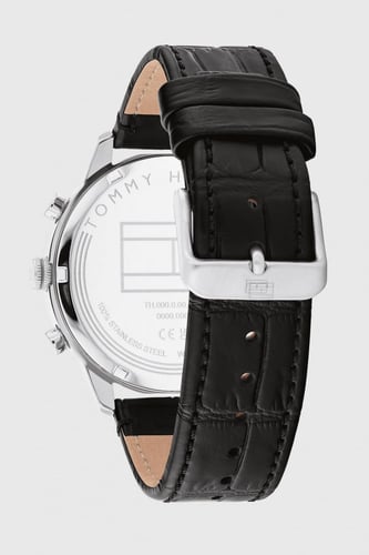 ساعة تومي هيلفيغر جلد أسود