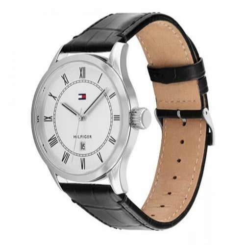 ساعة تومي هيلفيغر جلد اسود 42 ملم
