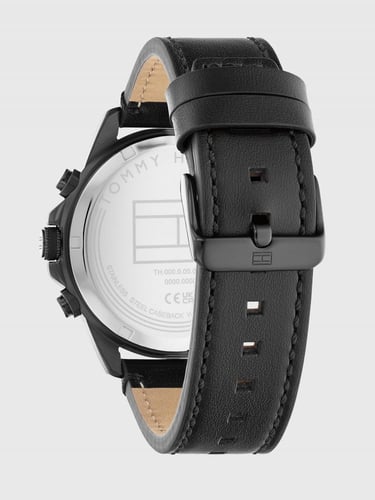 ساعة تومي هيلفيغر جلد أسود