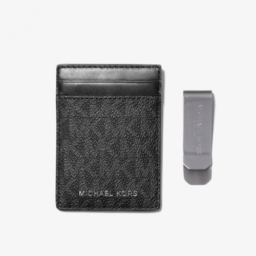 محفظة بطاقات مايكل كورس مع كليب معدني اسود