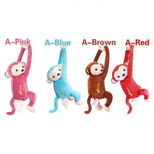 4 قطع من علب مناديل السيارة على شكل دمية قرد ( 4 أ...