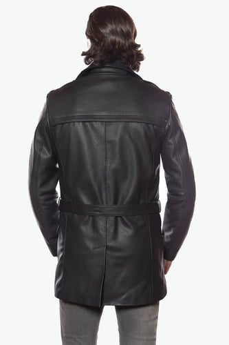 معطف بونو الجلدي للرجال باللون الأسود من DERIZA -...