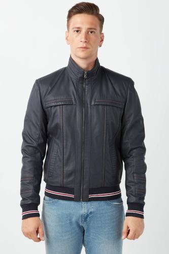 مزخرف جلد طبيعي للرجال معطف الأزرق الداكن من DERIZ...