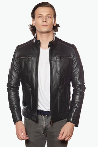 سترة الجلدية الرياضية باللون الأسود من DERIZA - أص...