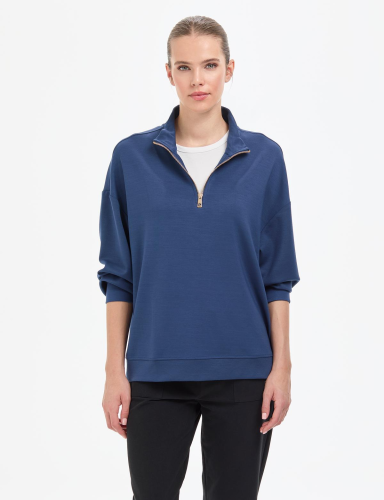 سويت شيرت نسائي – pierre cardin – نصف سحاب – مودال – أزرق داكن – S-XL – صنع في تركيا