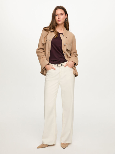 جاكيت من جلد الغزال الطبيعي - لون هافان (بيج) - فخ...