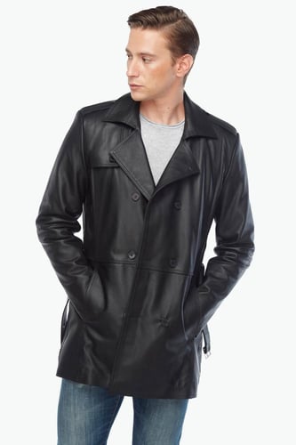 معطف واق من المطر من الجلد للرجال من DERIZA - أصلي