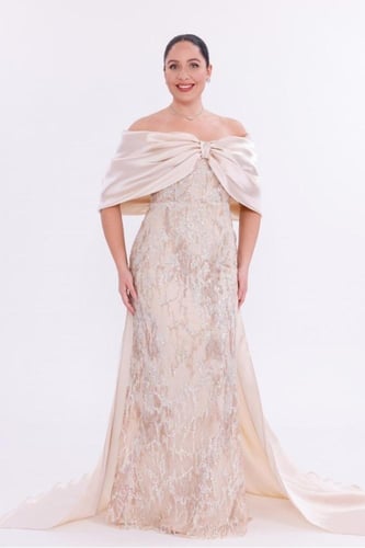 فستان سهرة ترتر بعباءة - إطلالة ملكية بذيل طويل -...