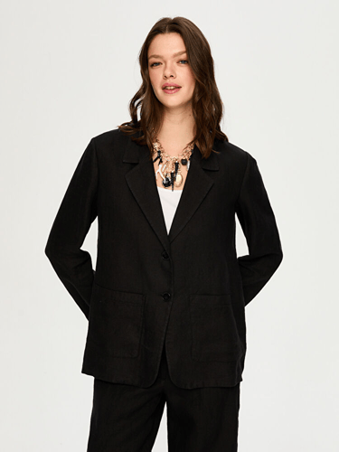 بليزر بليزر كلاسيكي بدون بطانة - أسود ملكي - 100%...